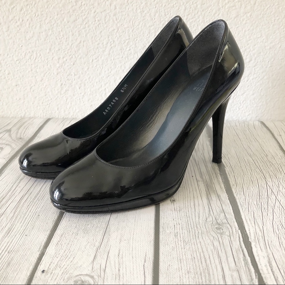 STUART WEITZMAN Beatrix Blk Patent Platform Pumps